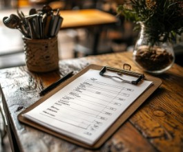 Carta de un establecimiento sobre una mesa